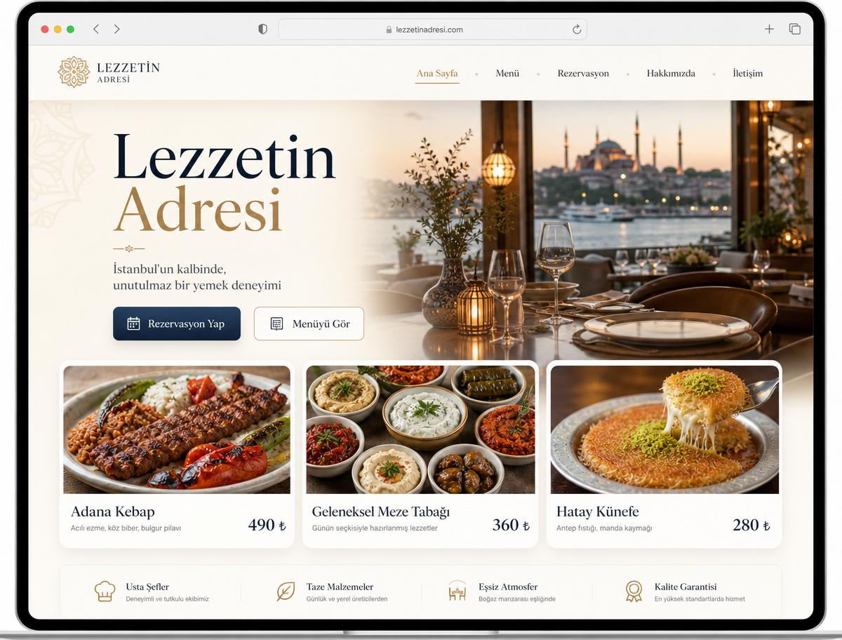 Restoran & Cafe — örnek web sitesi tasarımı